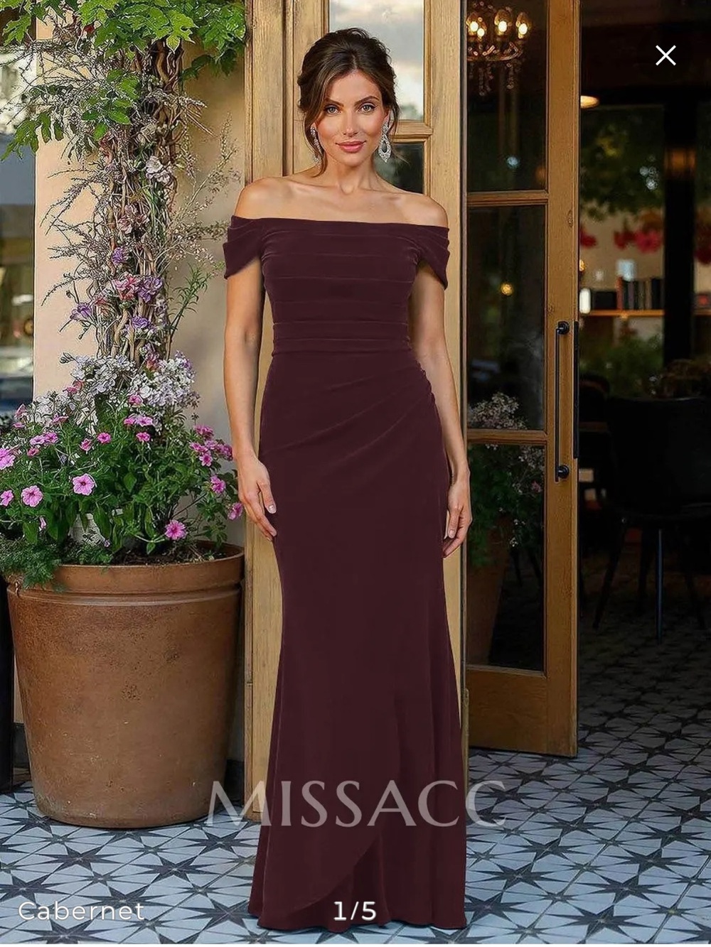 Off-Shoulder Cabernet Maxi Dress